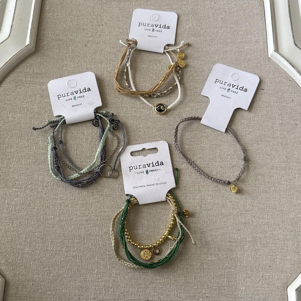 Pura Vida Bracelet Bundle of 10 Mixed Styles Growing Wave Sky Circle 4 Sets NEW